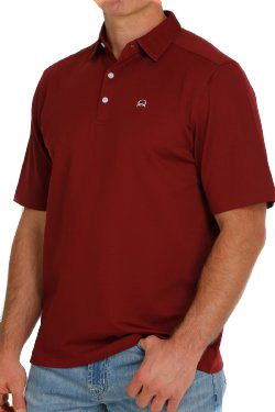 Men's Cinch Short Sleeve Arena Flex Polo Shirt In Burgundy MTK1863020