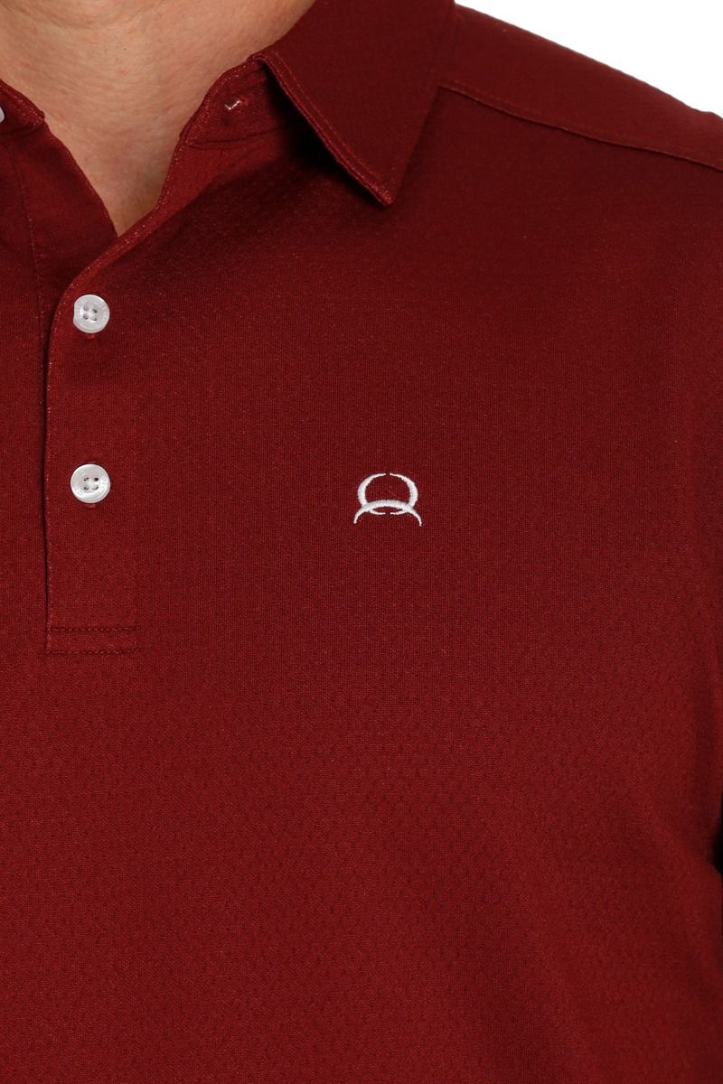 Men's Cinch Short Sleeve Arena Flex Polo Shirt In Burgundy MTK1863020