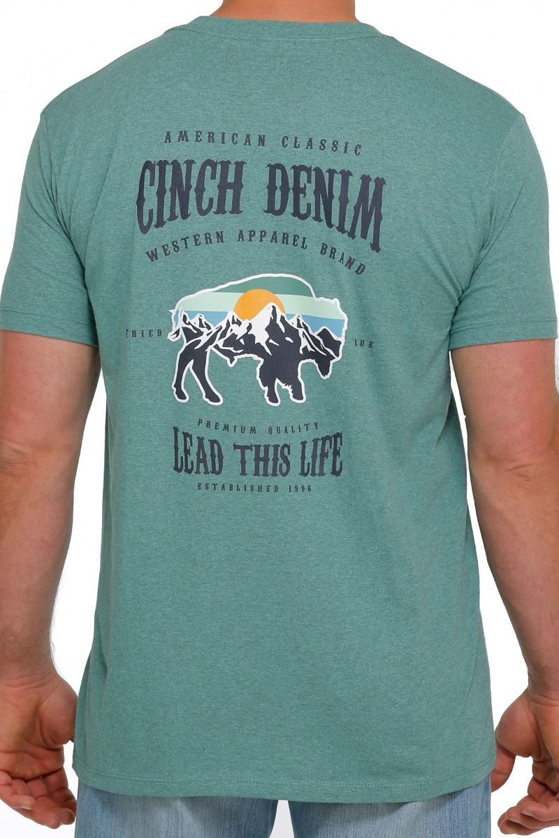 Men's Cinch Lead This Life Deep Sea Green Graphic T-Shirt MTT1690490