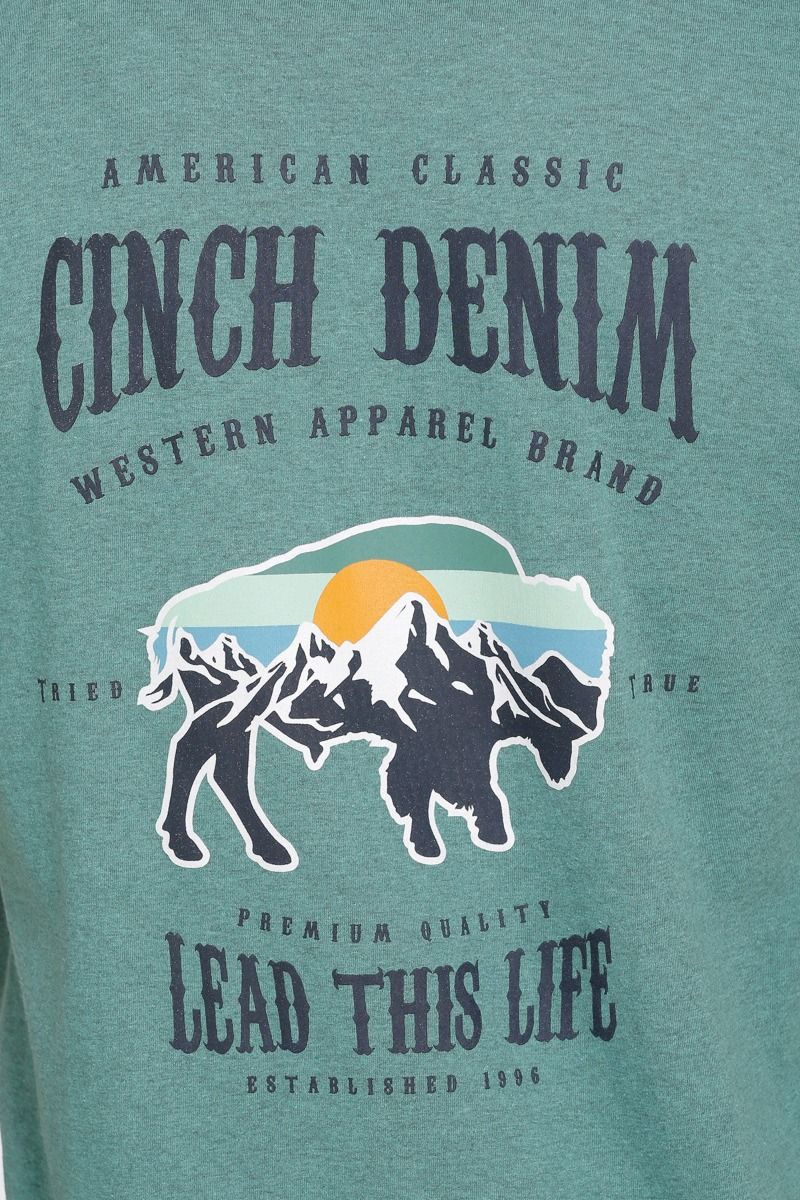 Men's Cinch Lead This Life Deep Sea Green Graphic T-Shirt MTT1690490