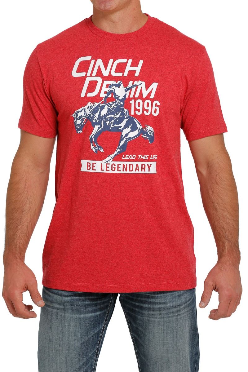 Cinch Men's Jeans Logo Graphic T-Shirt  In Red MTT1690503