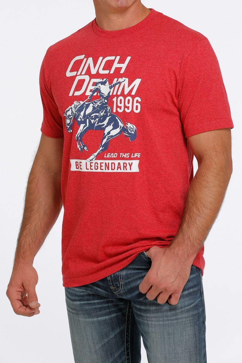 Cinch Men's Jeans Logo Graphic T-Shirt  In Red MTT1690503