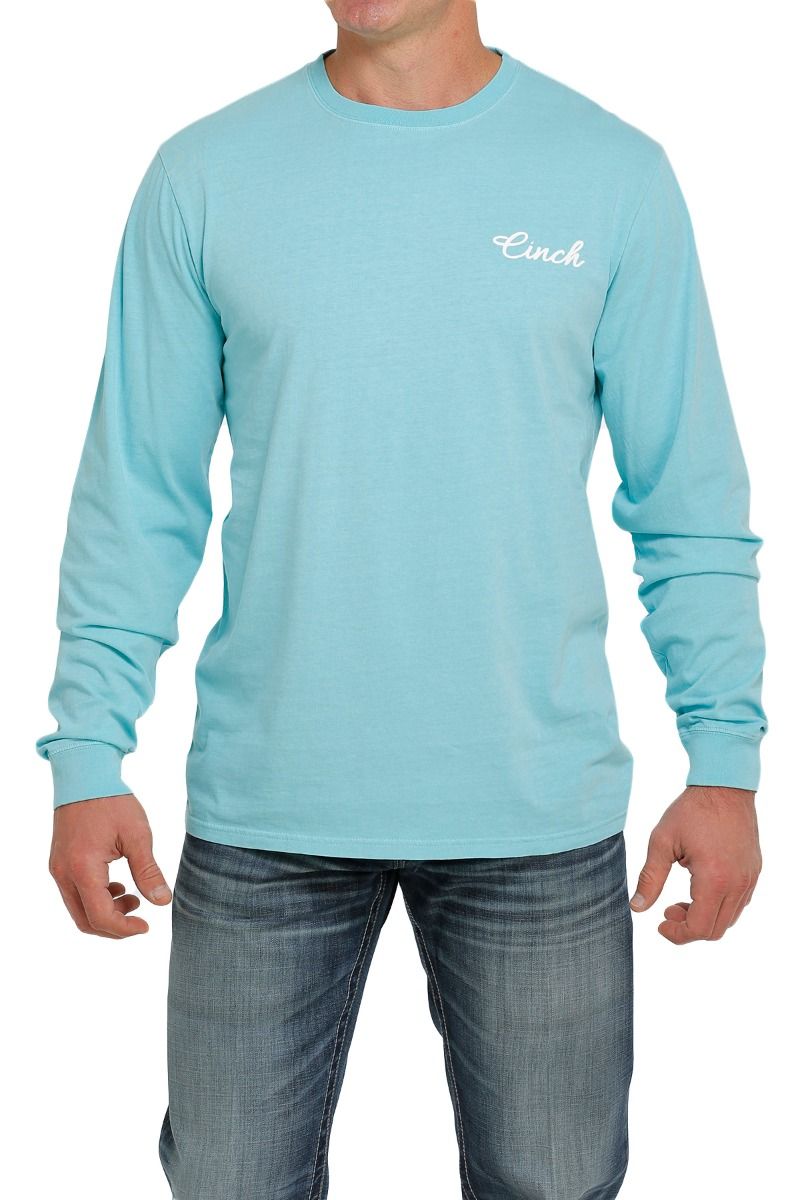 Cinch Men's Long Sleeve T-Shirt In Light Blue MTT1721001