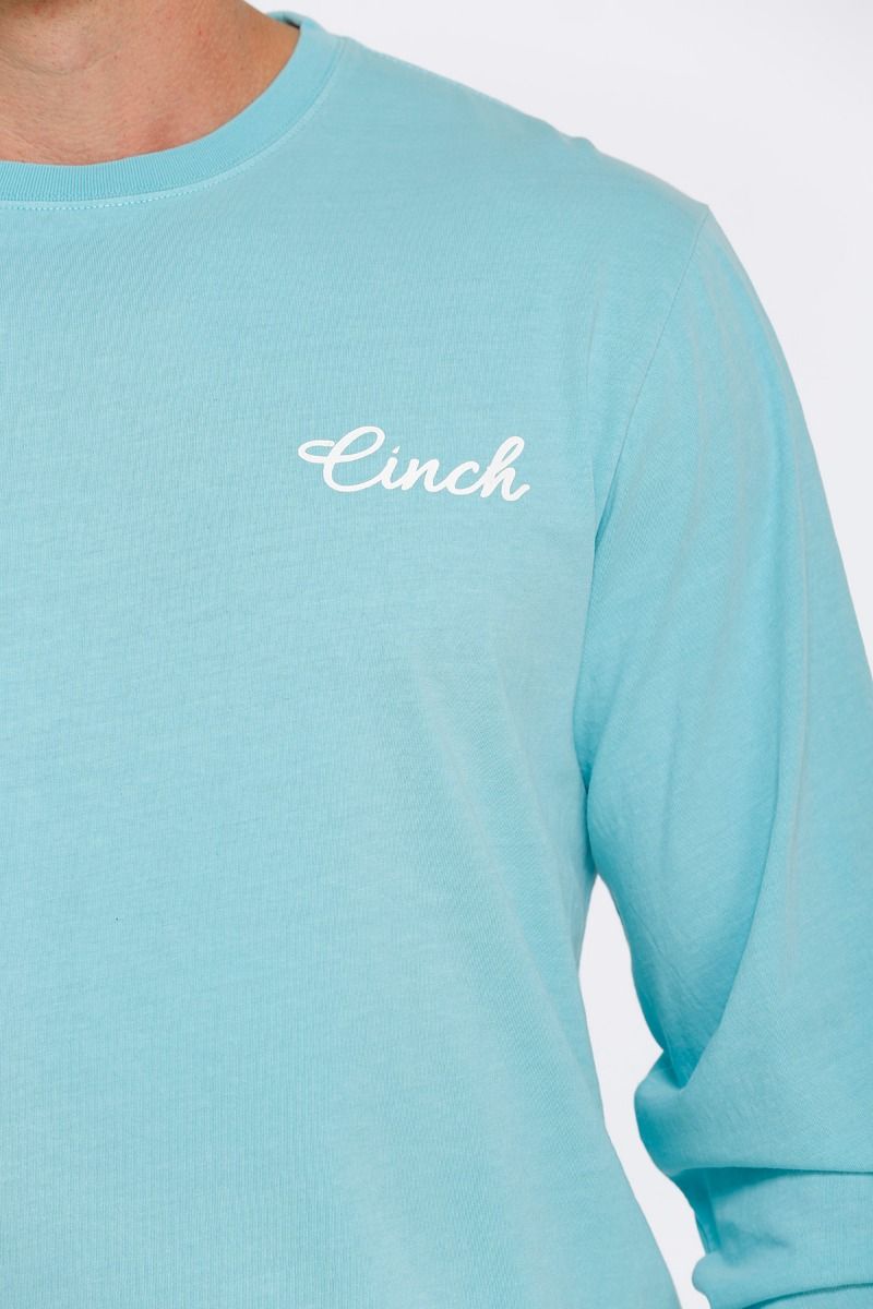 Cinch Men's Long Sleeve T-Shirt In Light Blue MTT1721001