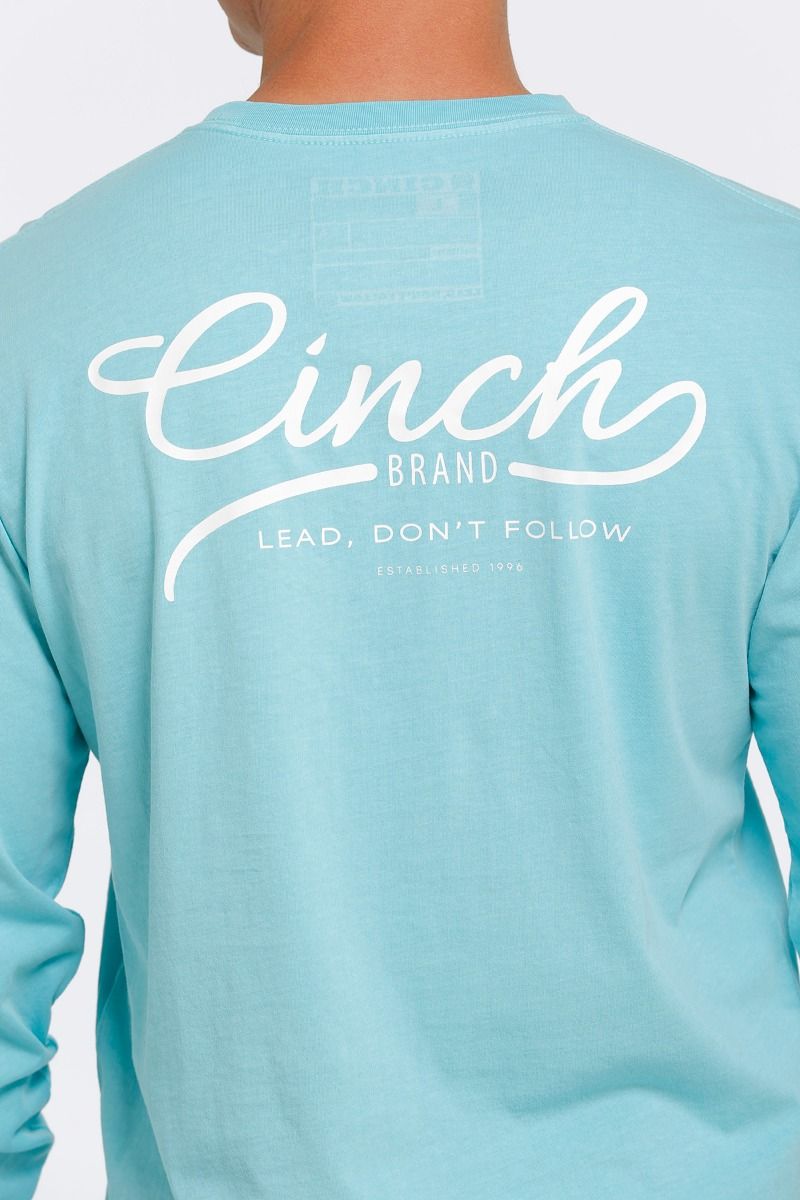 Cinch Men's Long Sleeve T-Shirt In Light Blue MTT1721001