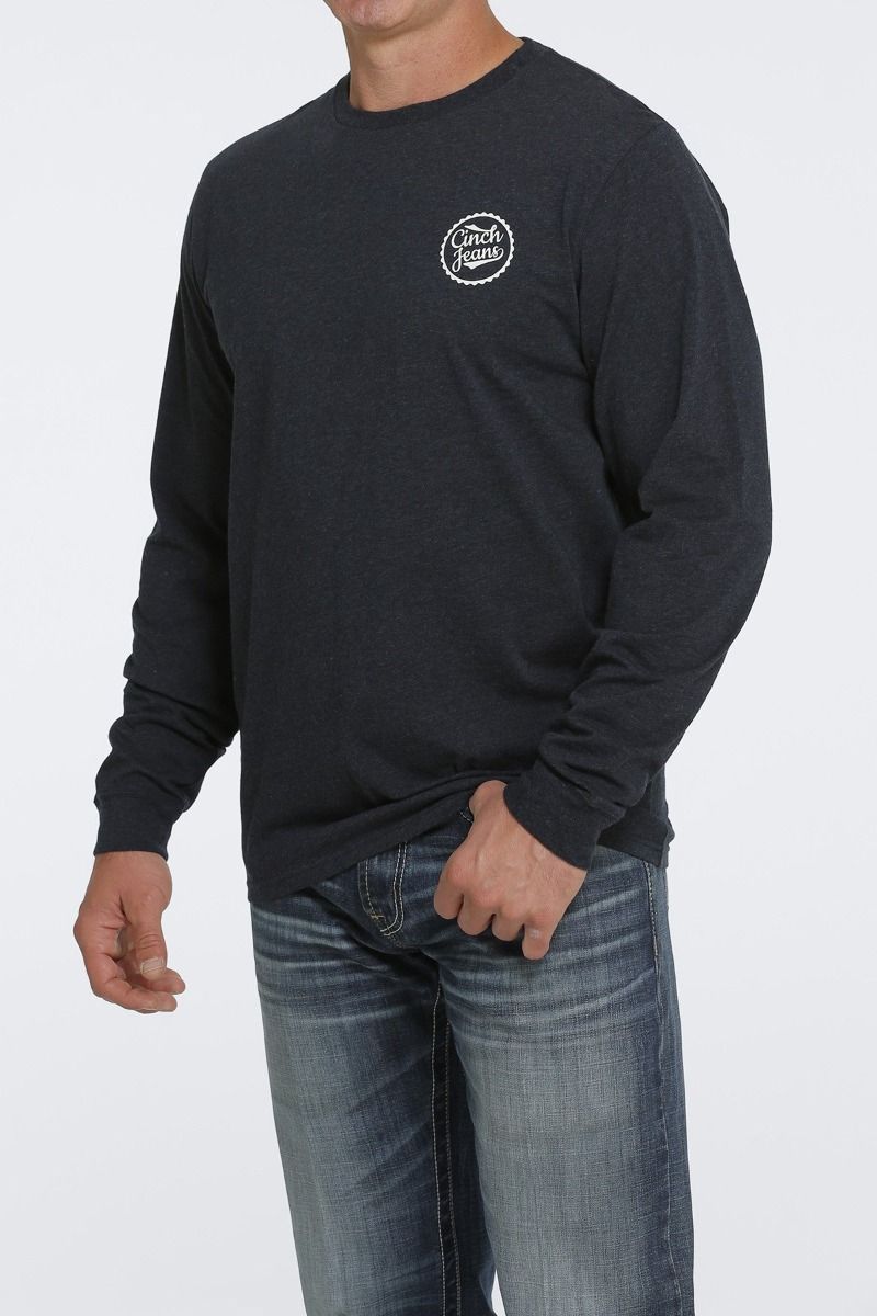 Cinch Men's Jean Long Sleeve Tee In Heather Navy