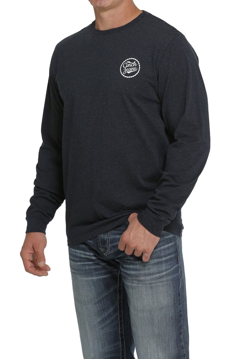 Cinch Men's Jean Long Sleeve Tee In Heather Navy