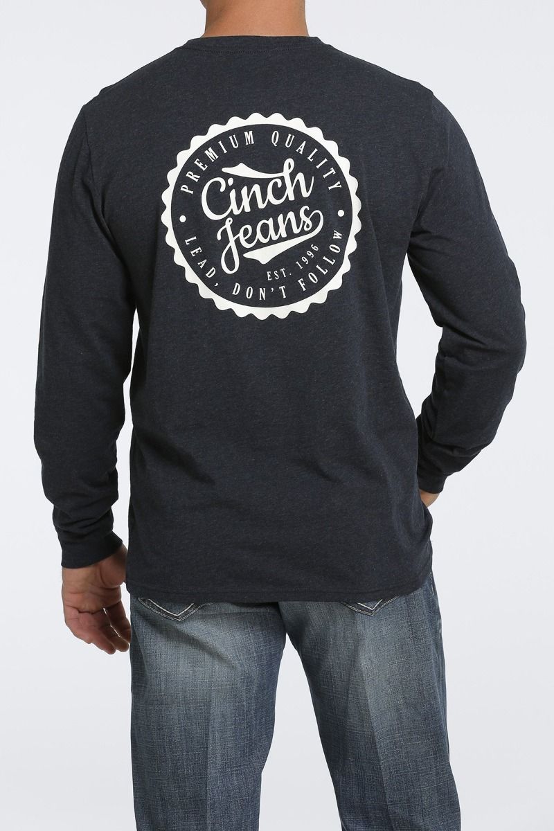 Cinch Men's Jean Long Sleeve Tee In Heather Navy