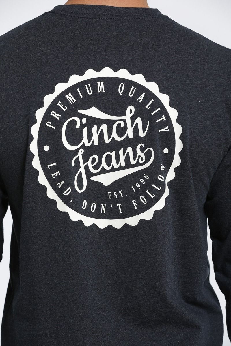 Cinch Men's Jean Long Sleeve Tee In Heather Navy