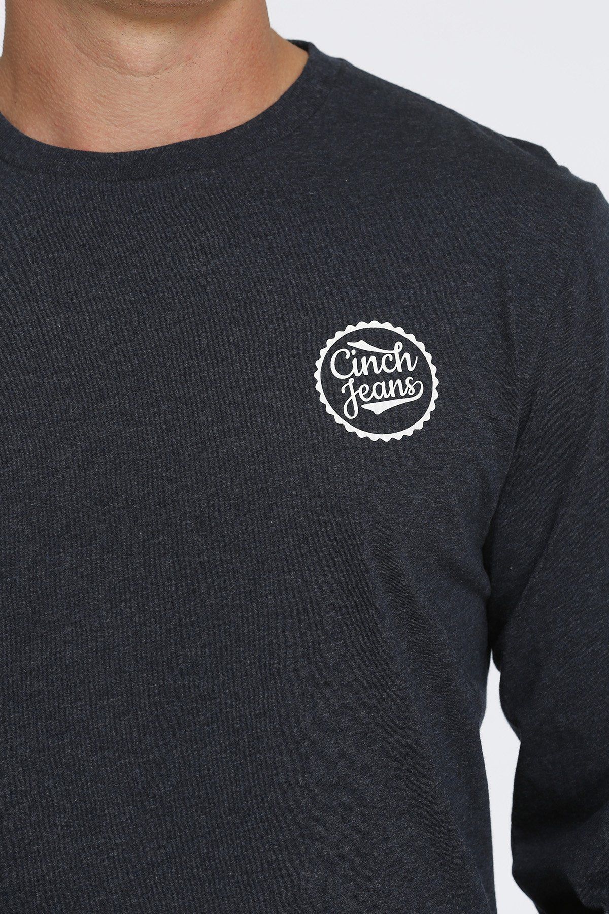 Cinch Men's Jean Long Sleeve Tee In Heather Navy