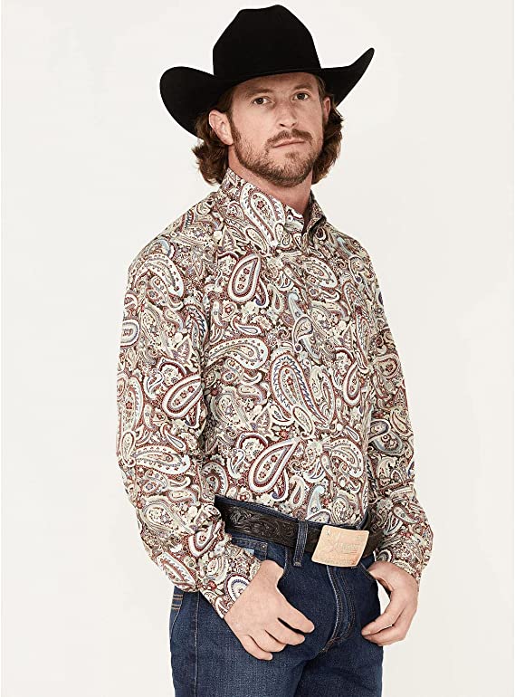 Cinch Men's Large Paisley Print Button-Down Western Shirt Multi