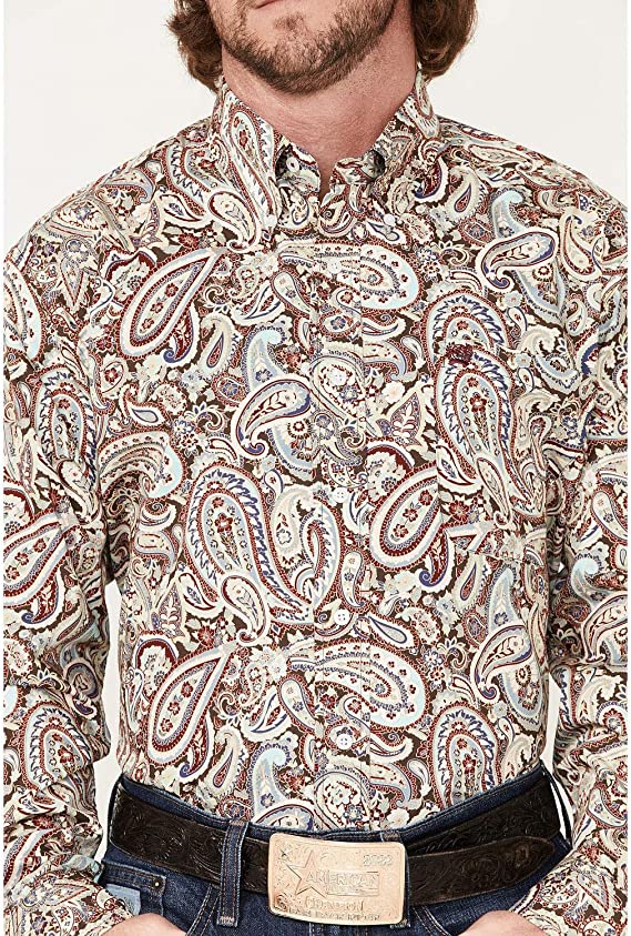 Cinch Men's Large Paisley Print Button-Down Western Shirt Multi