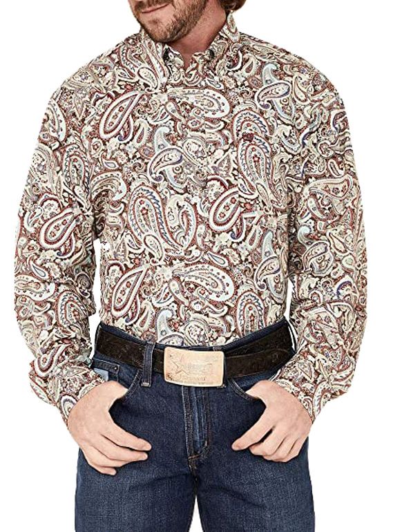 Cinch Men's Large Paisley Print Button-Down Western Shirt Multi