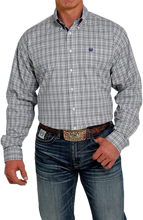 Cinch Men's Long Sleeve Plaid In Cream