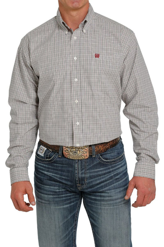 Cinch's Men Long Sleeve Plaid Western Shirt In Cream MTW1105462