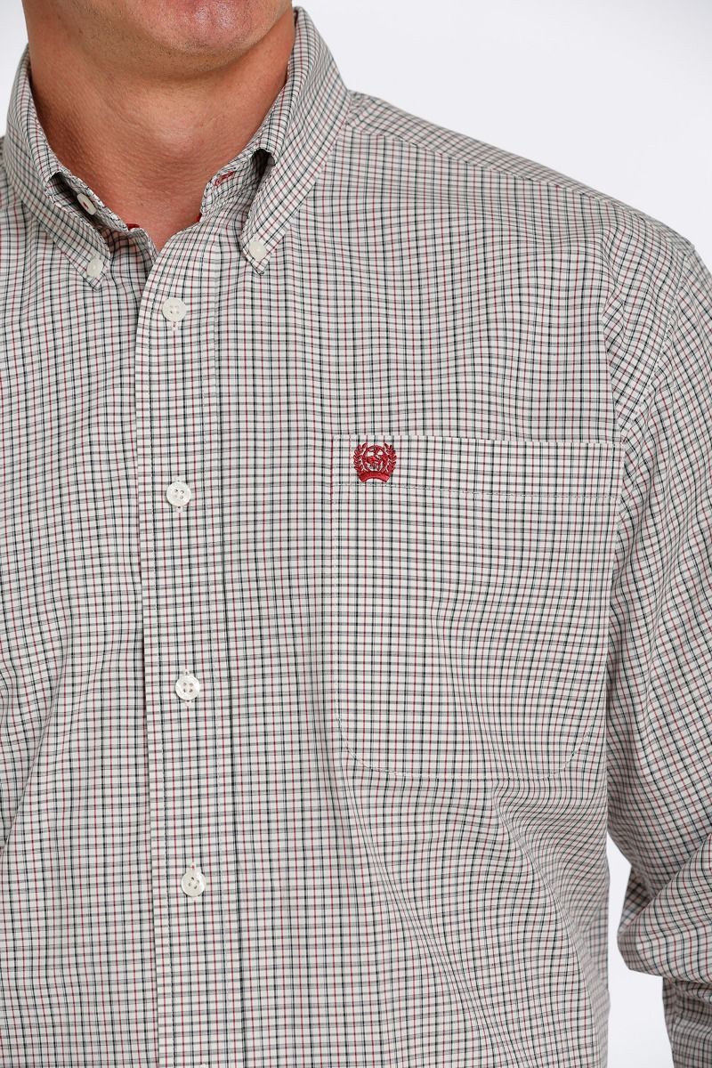 Cinch's Men Long Sleeve Plaid Western Shirt In Cream MTW1105462