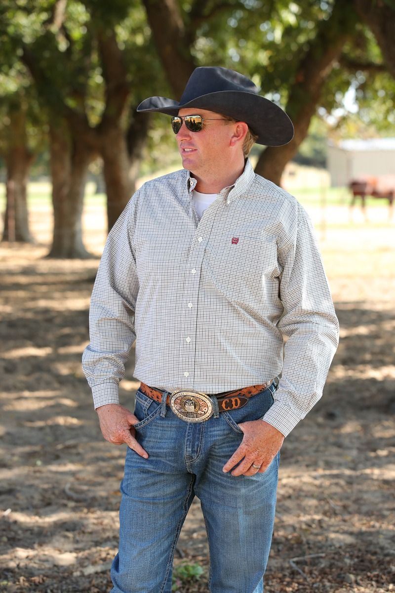 Cinch's Men Long Sleeve Plaid Western Shirt In Cream MTW1105462