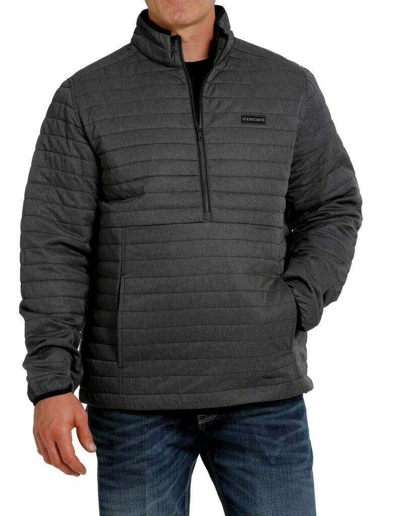 Men's Charcoal Quilted Poly-fil Half Zip Front Pullover By Cinch MWJ1547002