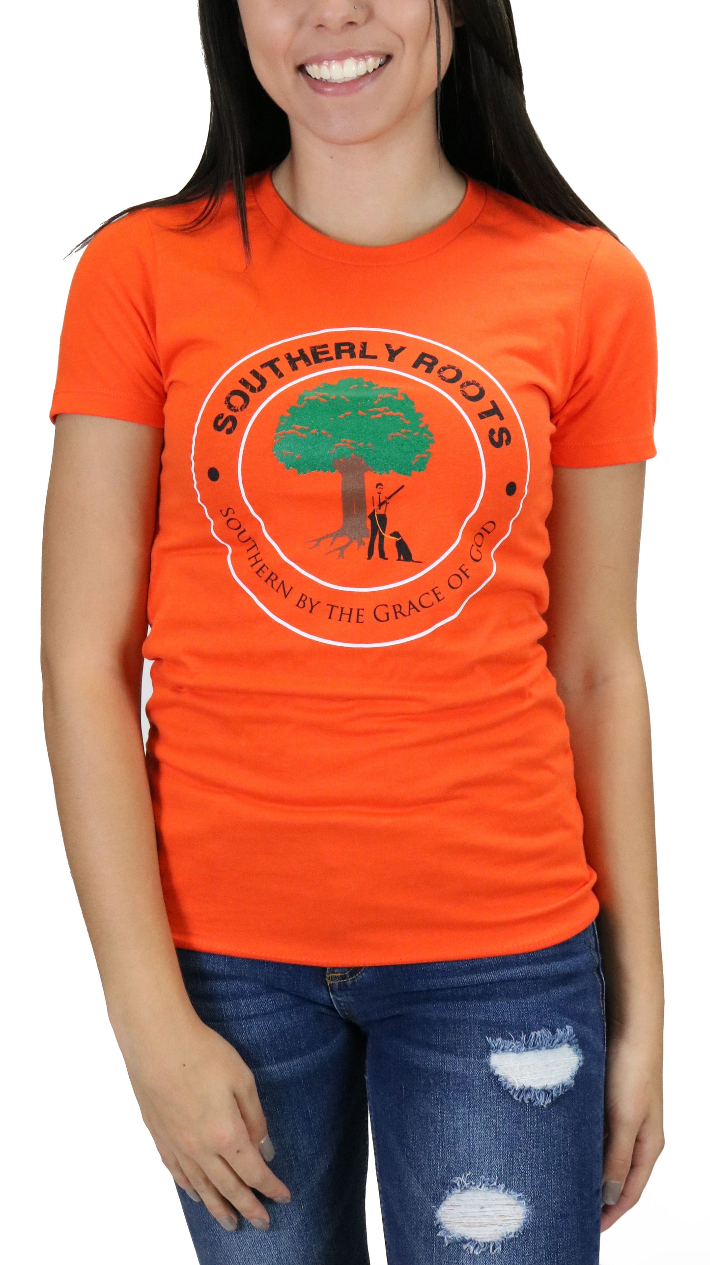 Southerly Roots Southern Belle Boyfriend Logo Tee in Orange