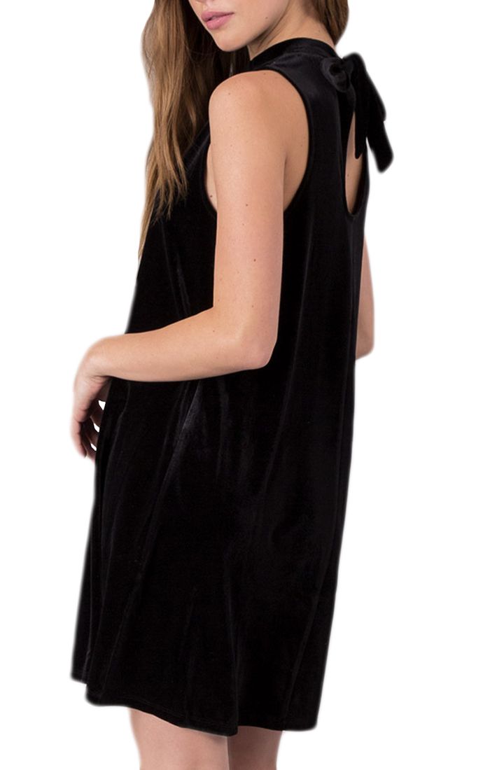 Others Follow Gigi Velvet Tie Back Dress in Black