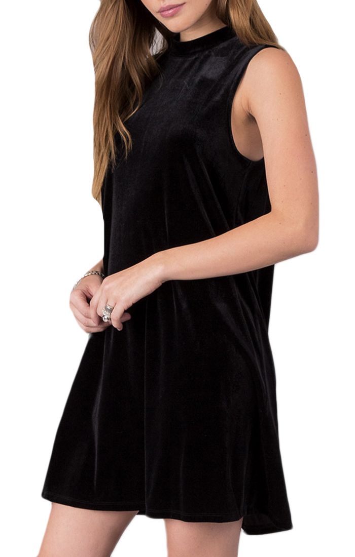 Others Follow Gigi Velvet Tie Back Dress in Black