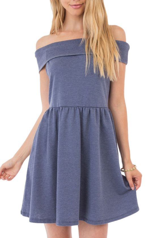 Others Follow Honey Night Off The Shoulder Dress in Shadow Blue