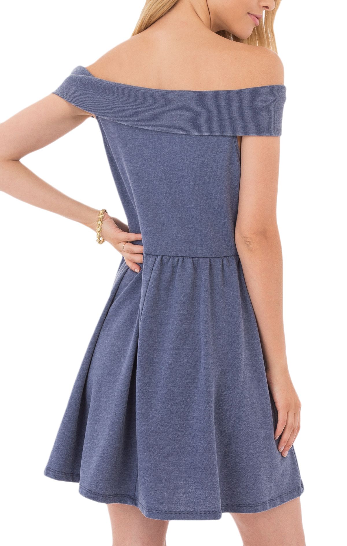 Others Follow Honey Night Off The Shoulder Dress in Shadow Blue