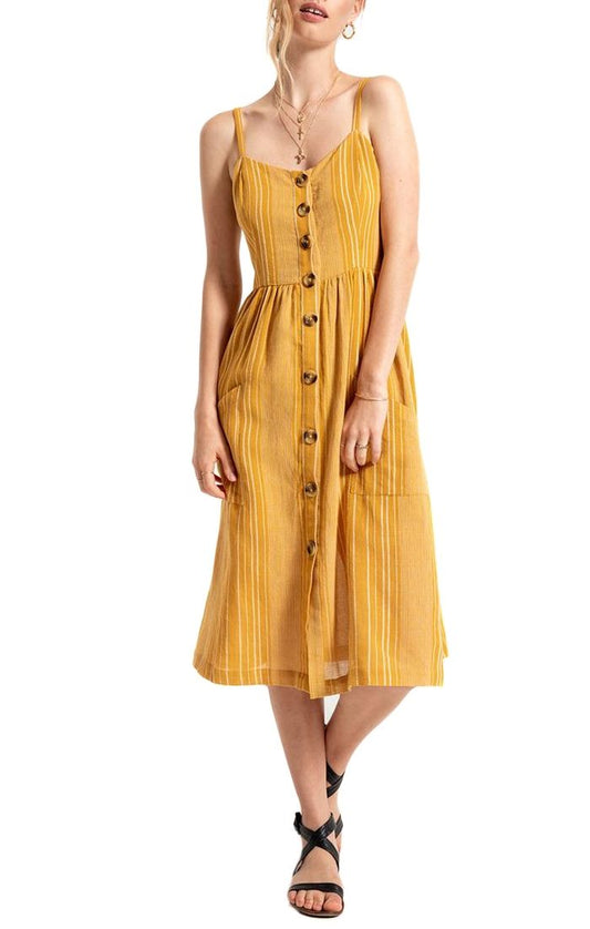 Others Follow Chloe Midi Dress in Color Golden Rod OD201262