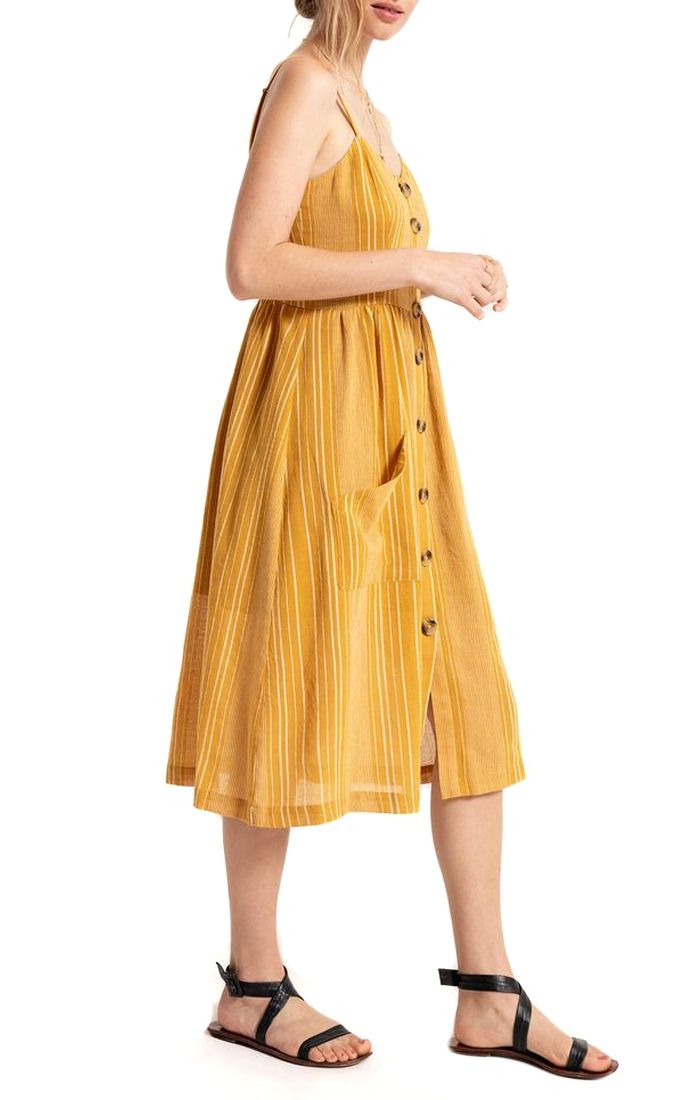 Others Follow Chloe Midi Dress in Color Golden Rod OD201262