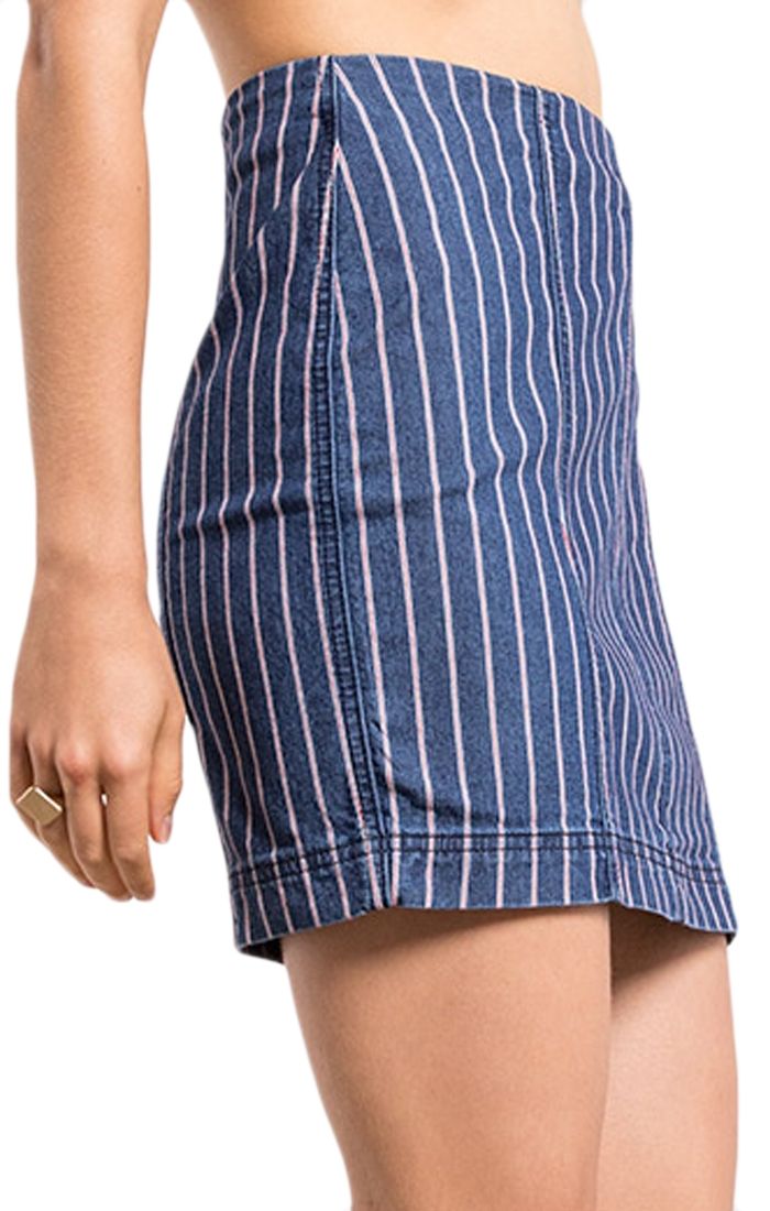 Others Follow Lexi Pin Stripe Skirt in Dark Indigo