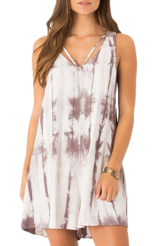 Others Follow Lost Coastlines Tie Dye Romper in Sparrow