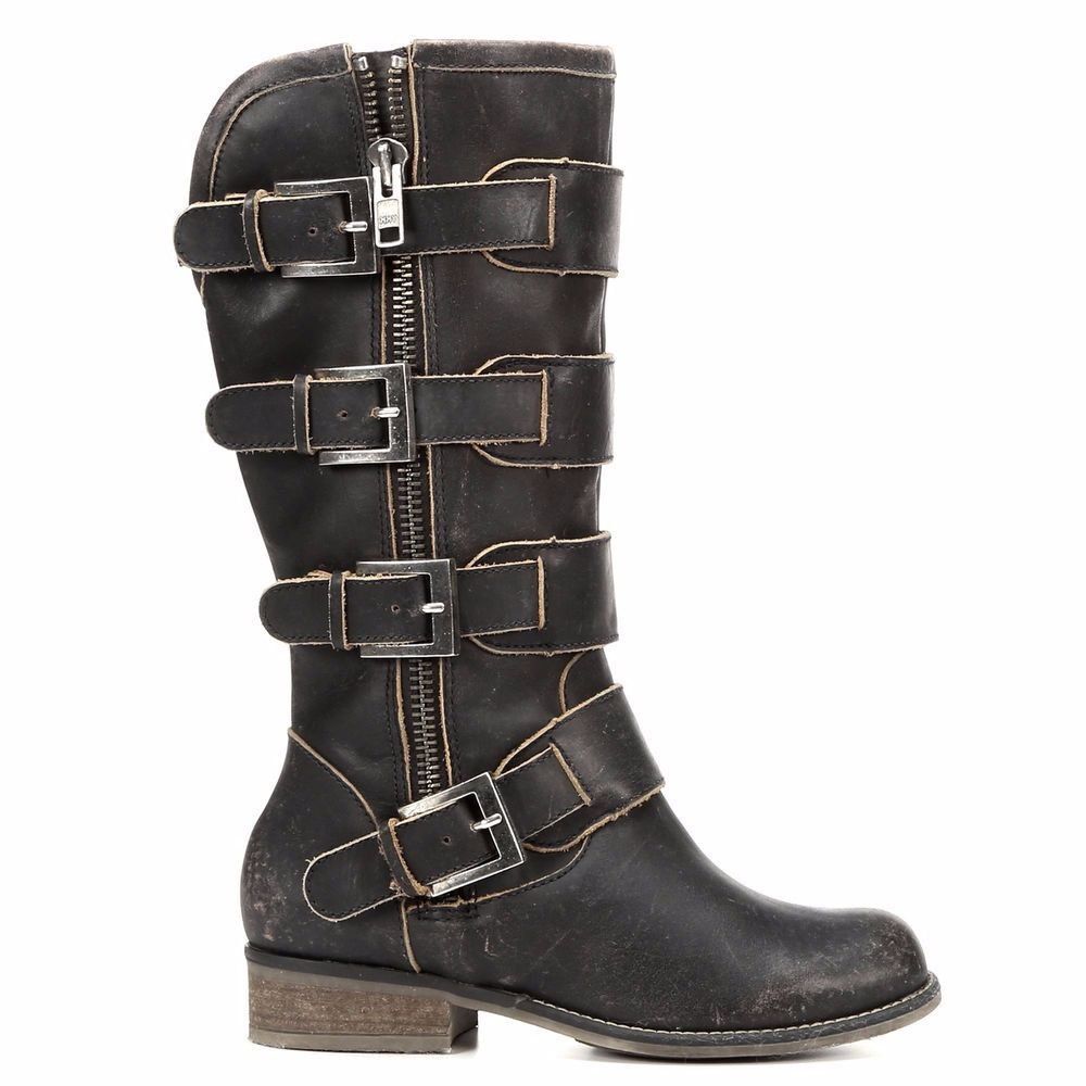 Corral Distressed Black Straps and Zipper Boot