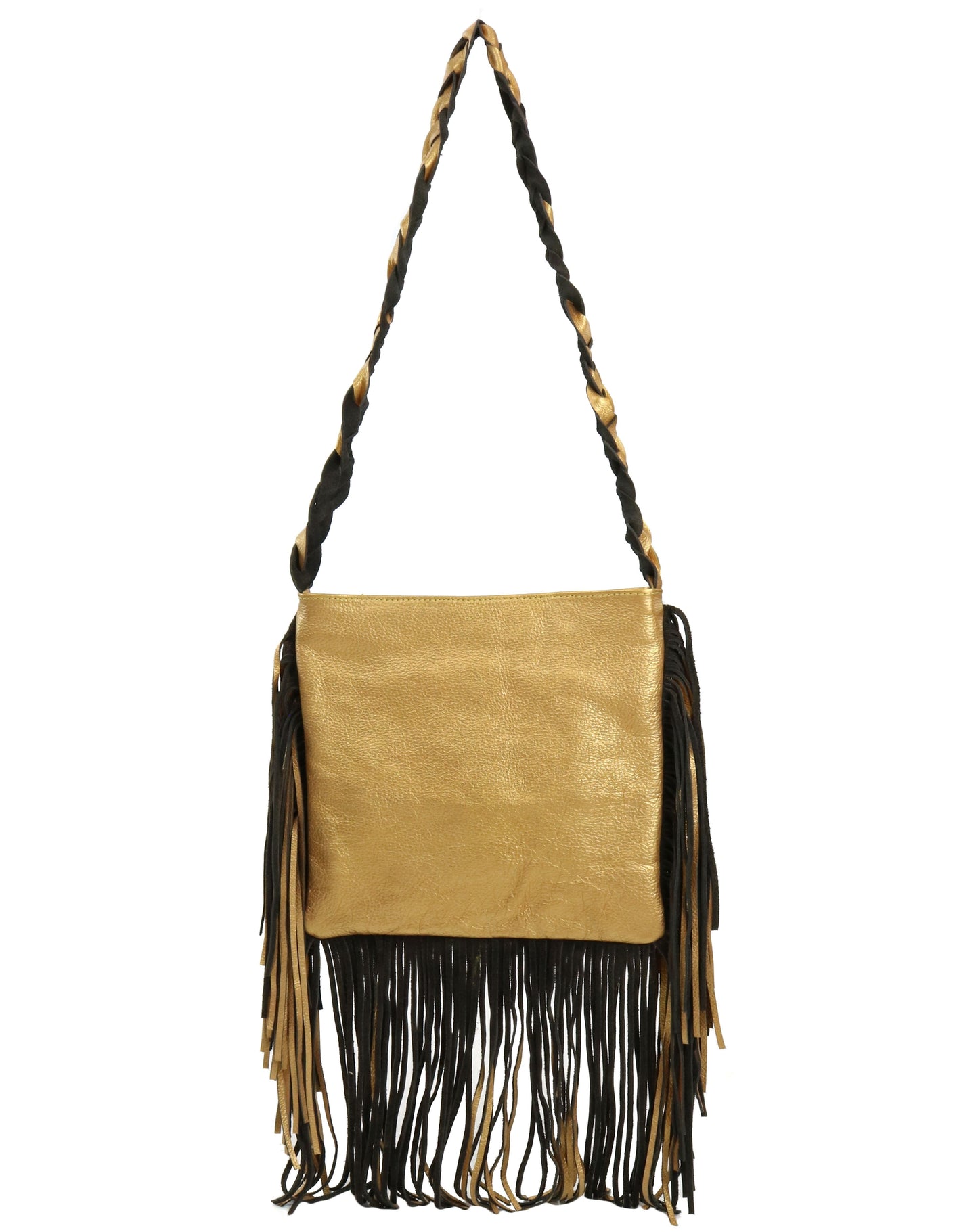 Paige Wallace Metallic Bronze Fringe Purse