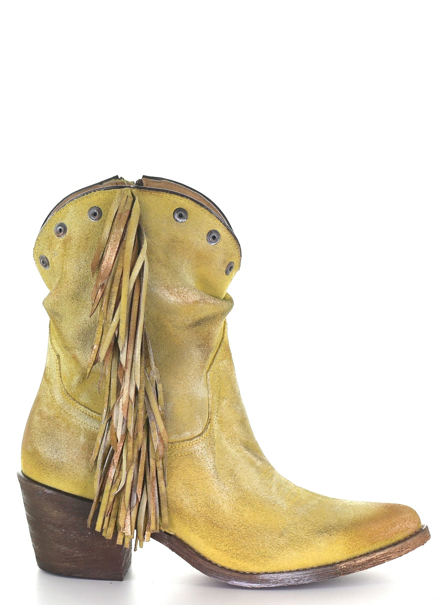 Corral Boots Yellow  Stud And Fringe Ankle Boots Q0168