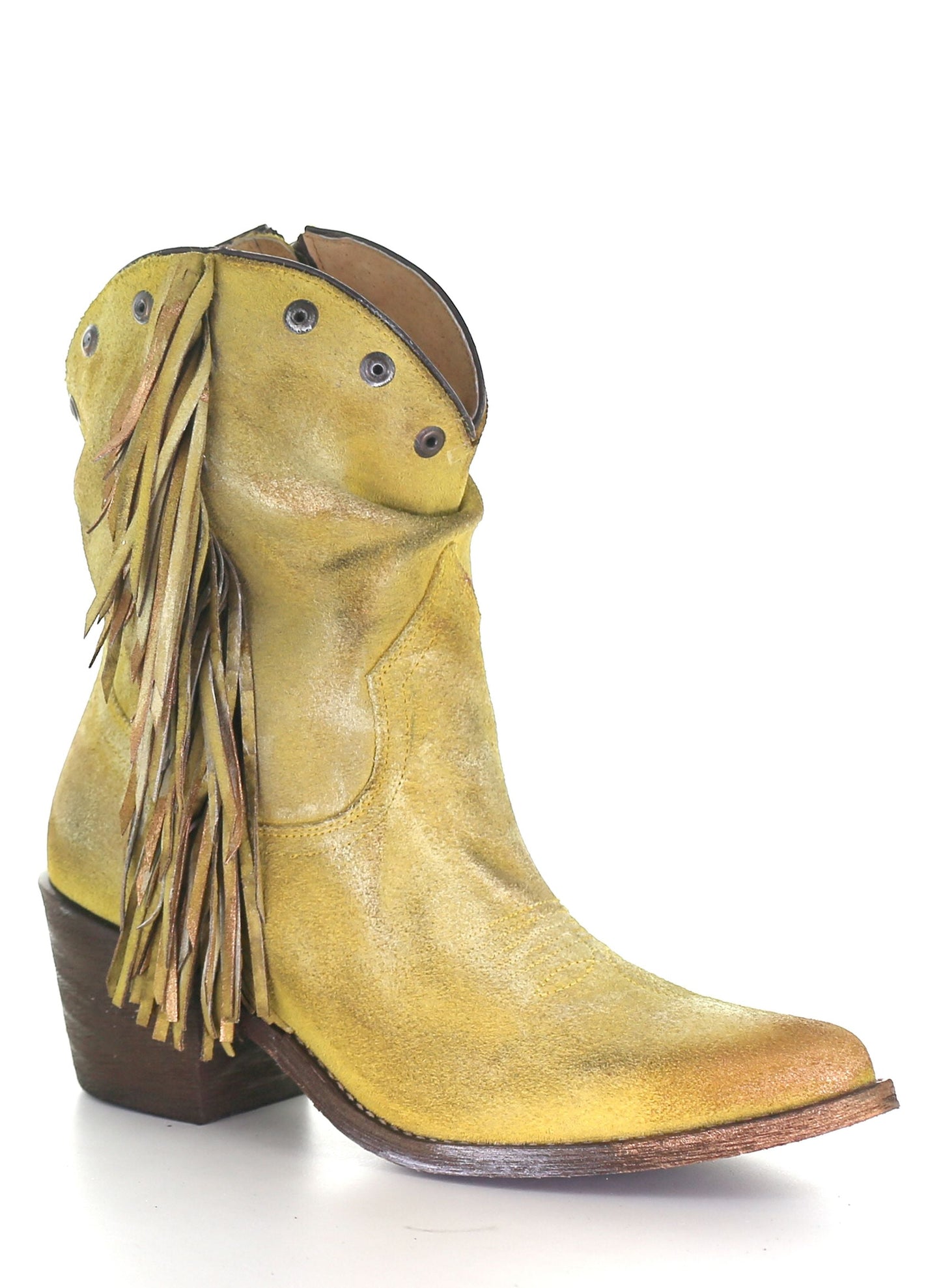 Corral Boots Yellow  Stud And Fringe Ankle Boots Q0168