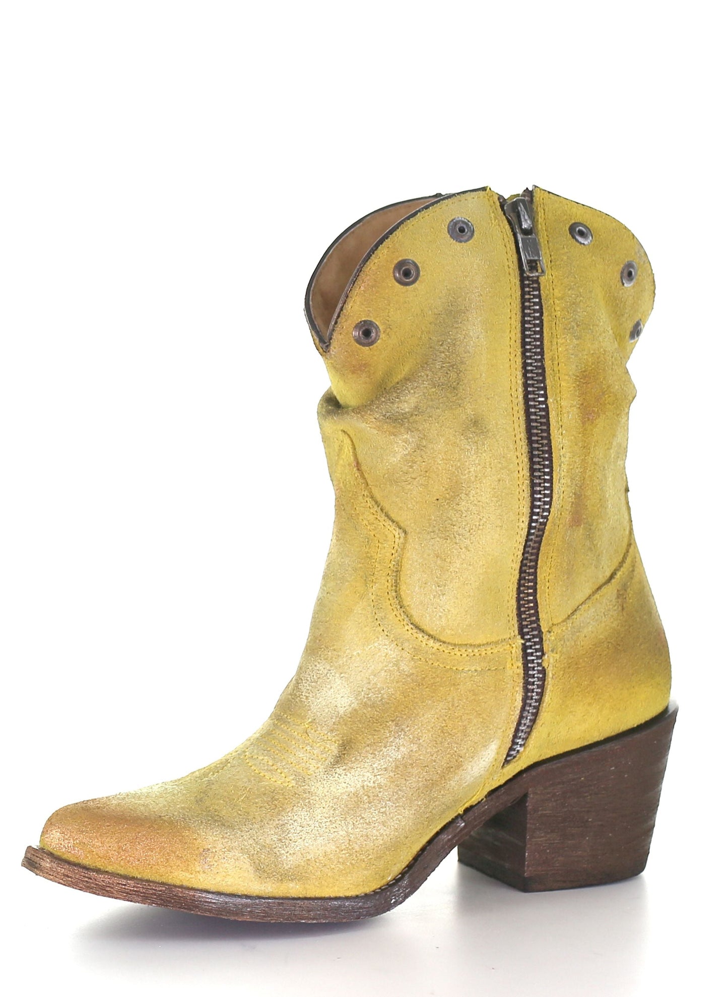 Corral Boots Yellow  Stud And Fringe Ankle Boots Q0168