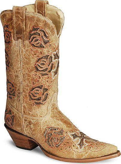 Corral Boots Ant Saddle-Brown Rose and Cross