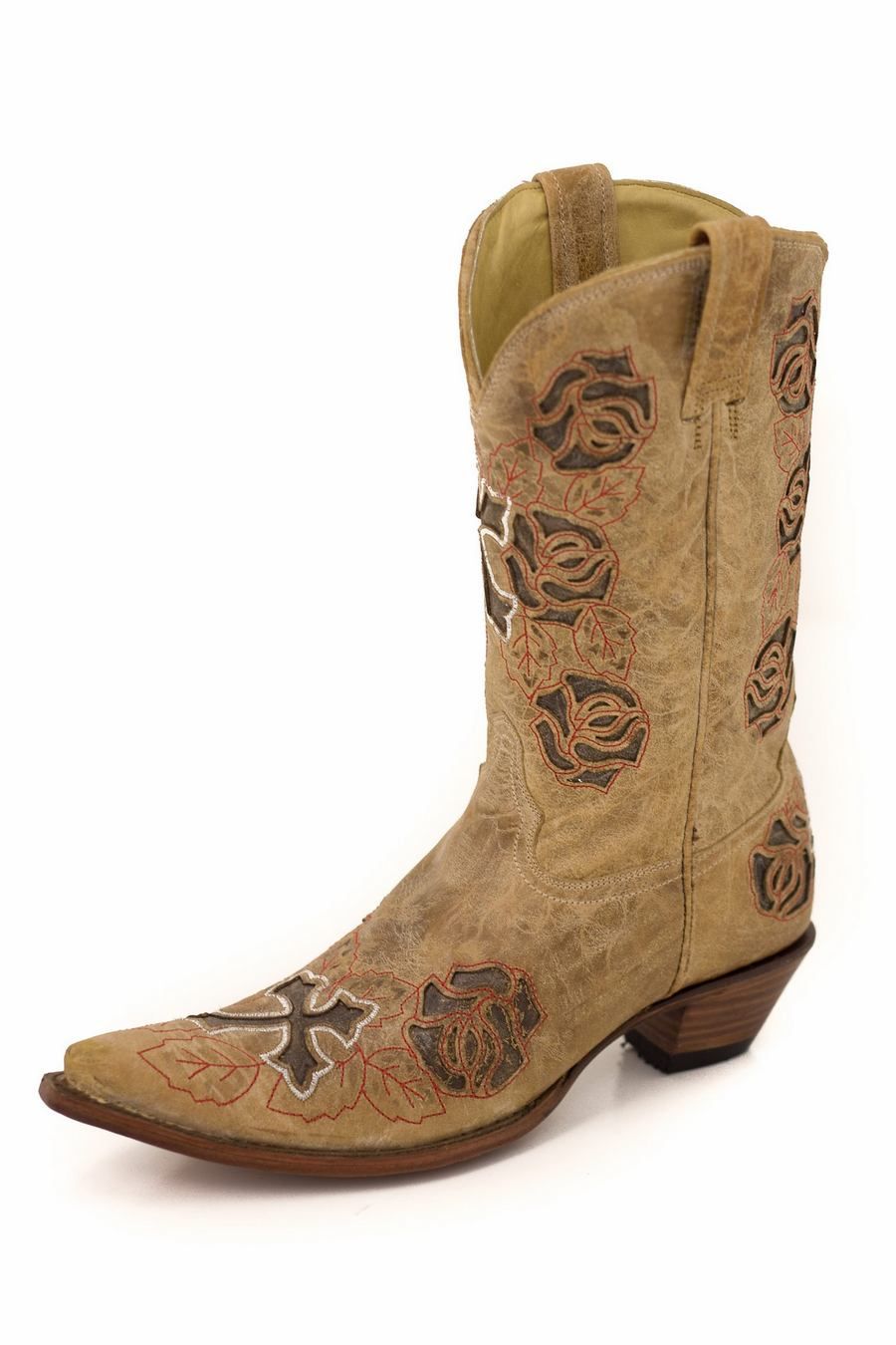 Corral Boots Ant Saddle-Brown Rose and Cross