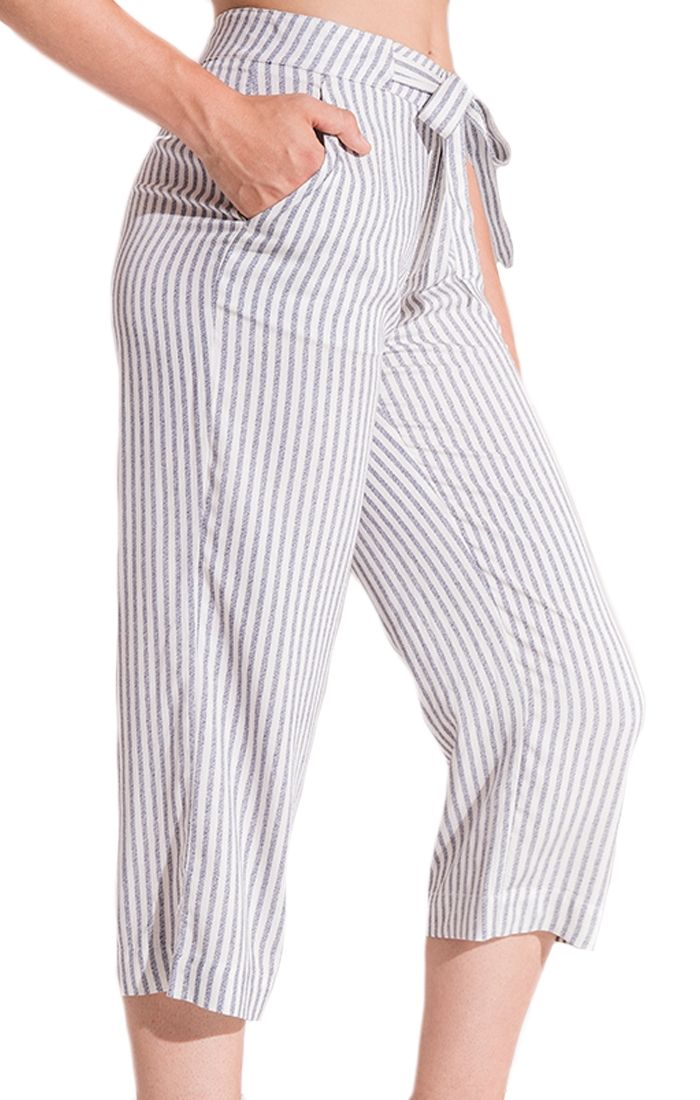 Rag Poets Vail Cropped Tie Waist Pants in Mood Indigo