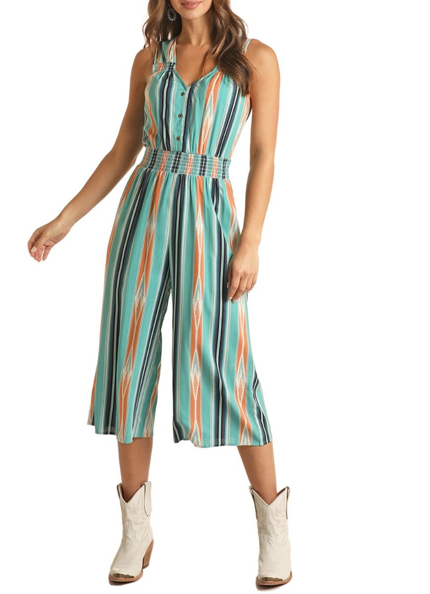 Ladies Jumpsuit With Stripe Print