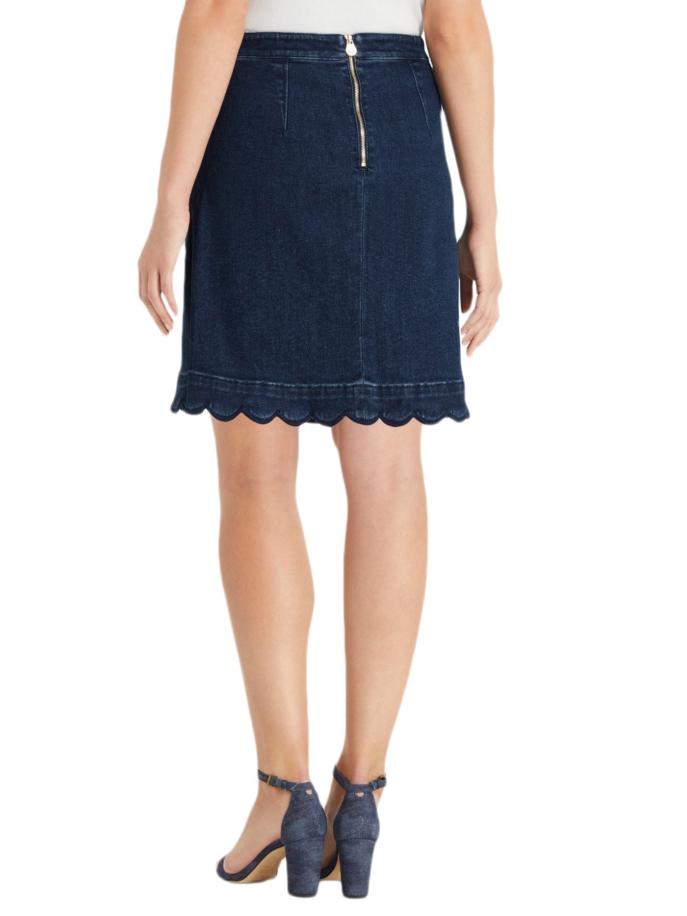 Draper James Scallop Denim Skirt in Medium Wash