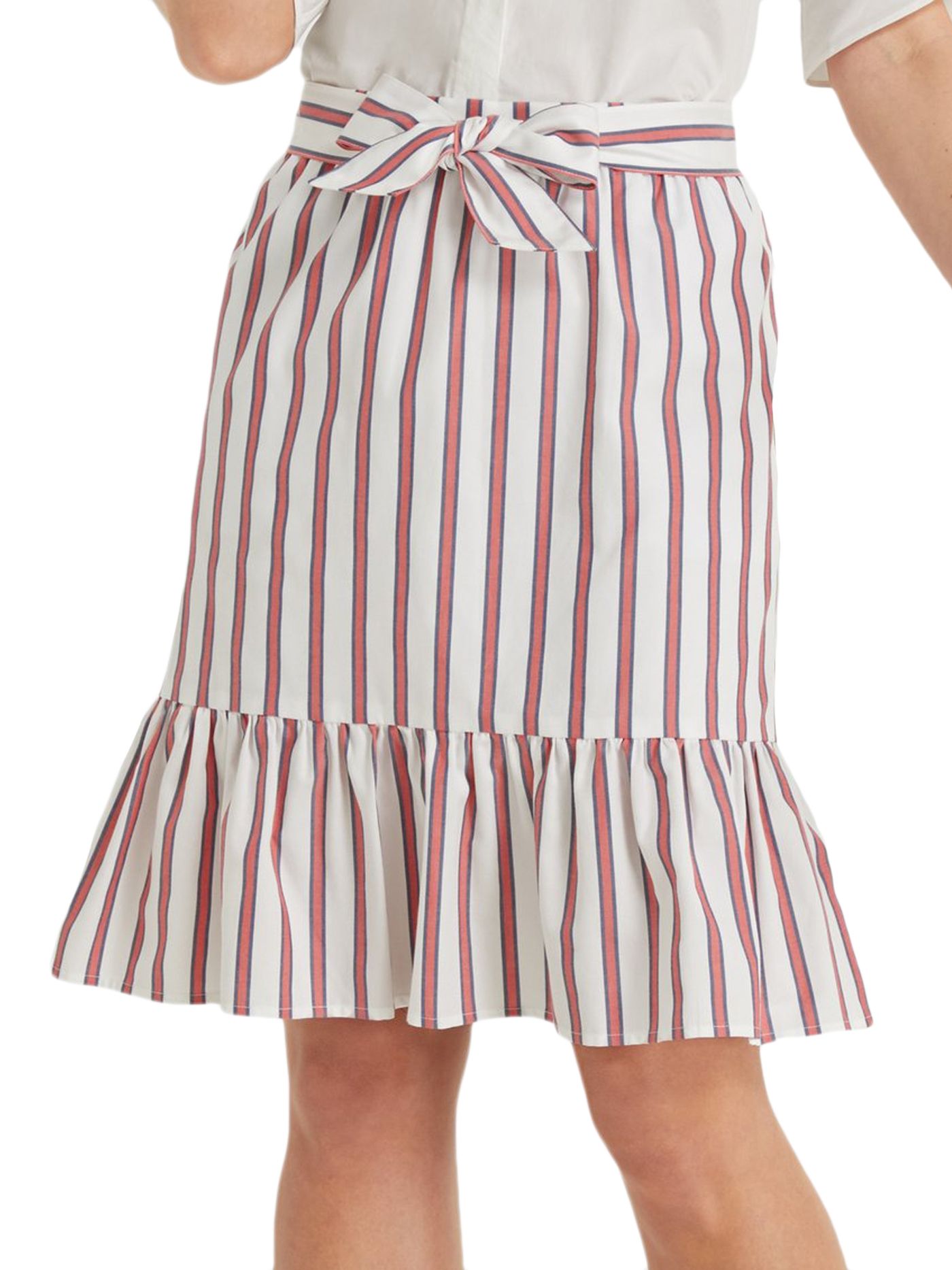 Draper James Stripe Flounce Skirt in Pink Multi