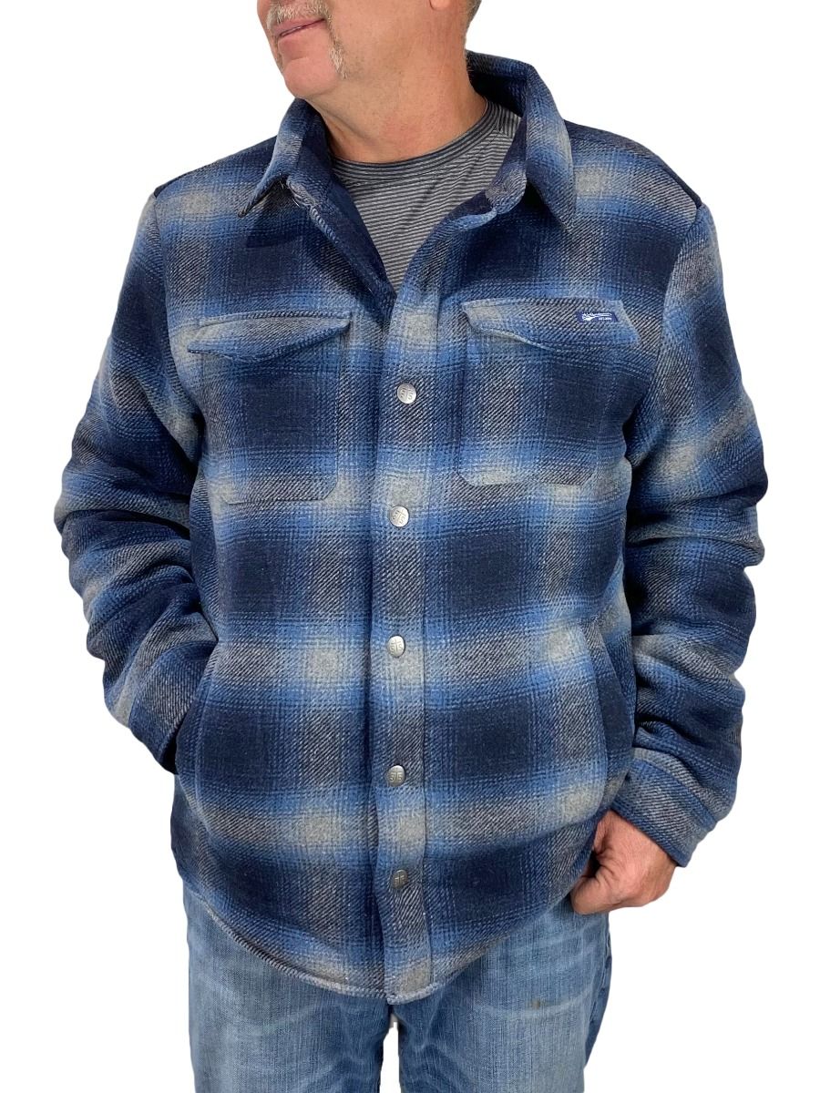 Men's Ludlow Long Sleeve Shirt Jacket  In Blue Plaid By STS Ranchwear Sts2176