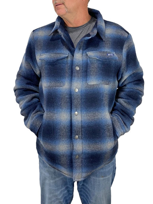 Men's Ludlow Long Sleeve Shirt Jacket  In Blue Plaid By STS Ranchwear Sts2176