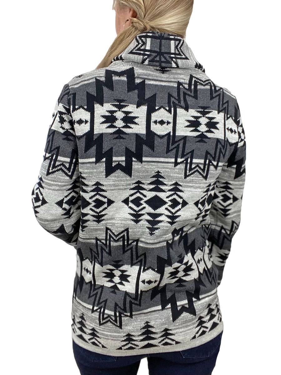 Ladies Sioux Sweater In Gray Aztec Print By STS Ranchwear Sts2484