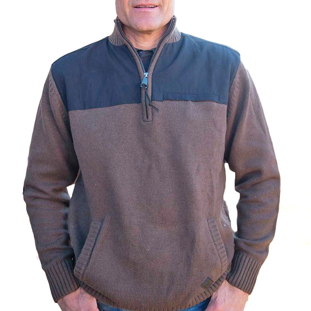 Men's Alamo Quarter Zip In Chocolate By STS Ranchwear Sts2493