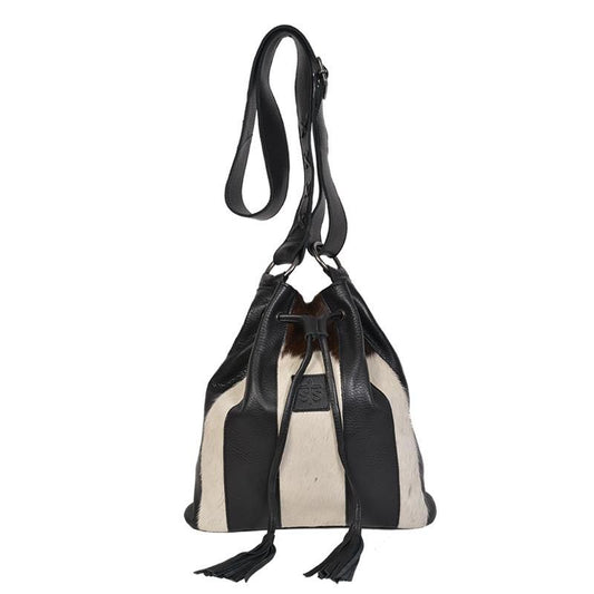 STS Ranchwear Cowhide Bucket Bag in Black