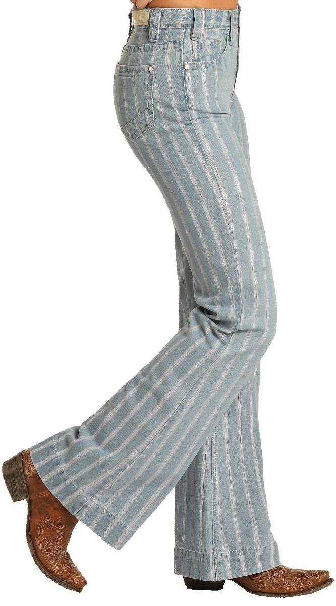 Rock and Roll High Rise Striped Button Fly Trousers W8H4156