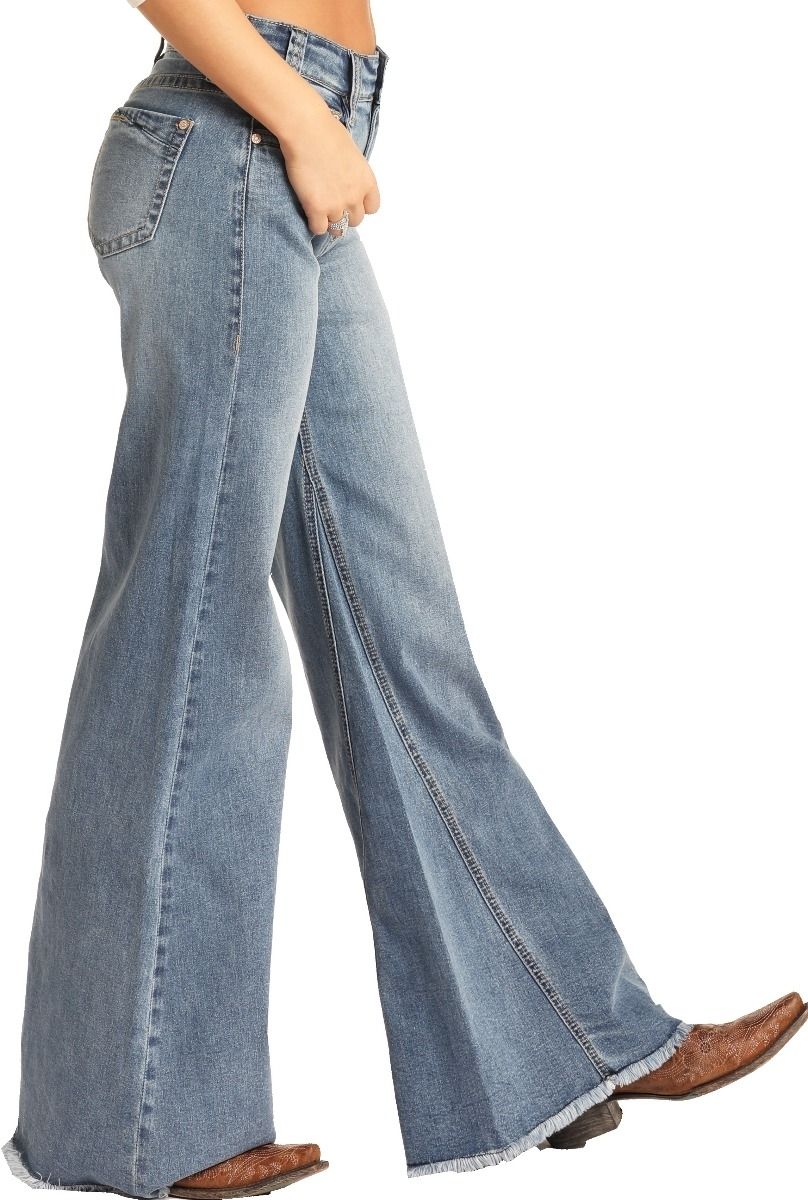 Rock and Roll Cowgirl Extra Stretch High Rise Wide Flare Leg Jeans WHF4126