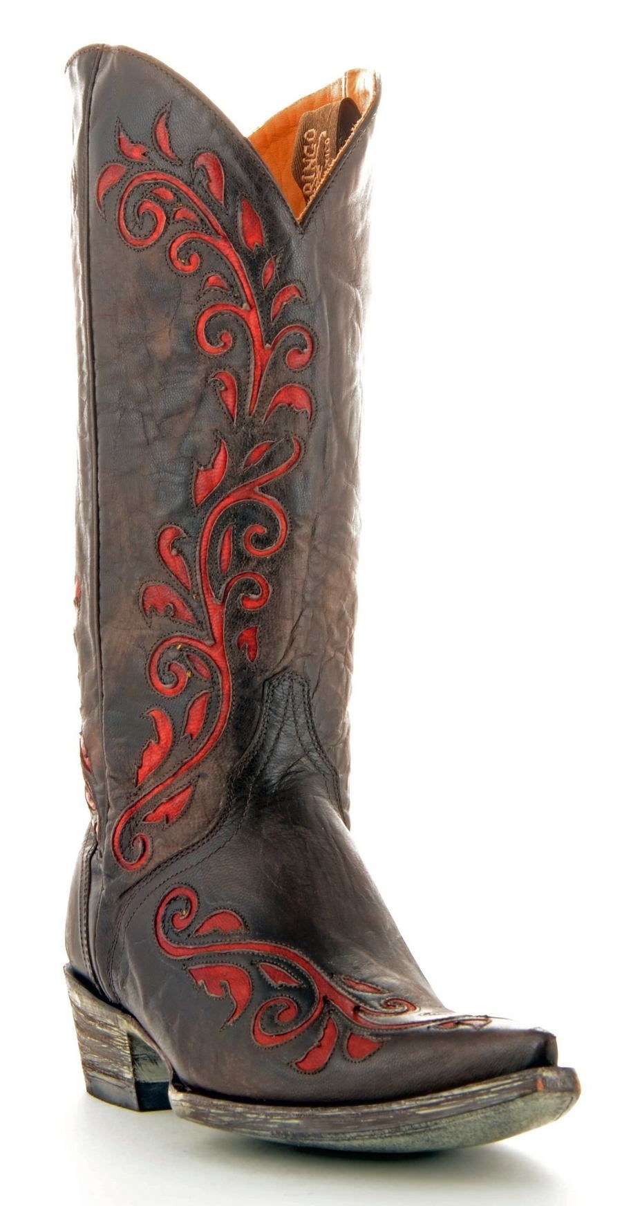 Old Gringo Boots Estere Vesuvio Chocolate and Red Boots